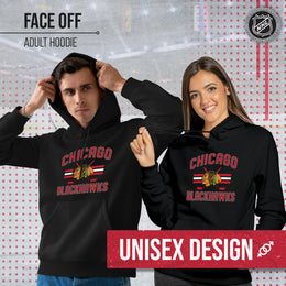 Chicago Blackhawks Adult NHL Face Off Hockey Fleece Hooded Sweatshirt - Black