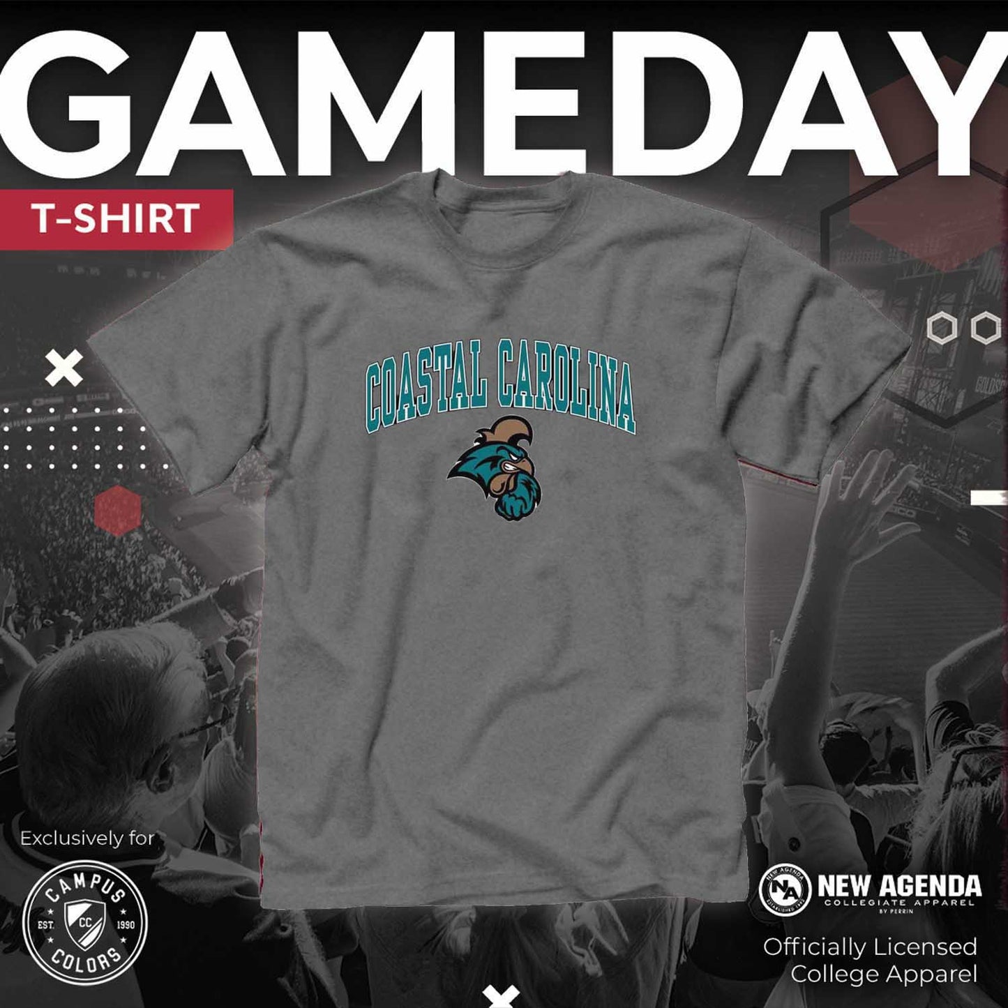 Coastal Carolina Chanticleers NCAA Adult Gameday Cotton T-Shirt - Graphite
