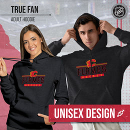 Calgary Flames NHL Adult Heather Charcoal True Fan Hooded Sweatshirt Unisex - Charcoal
