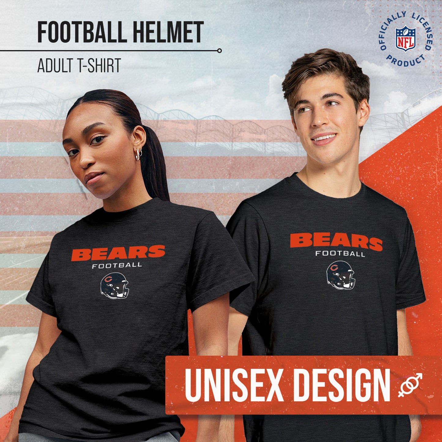 Chicago Bears Women's NFL Football Helmet Short Sleeve Tagless T-Shirt - Charcoal