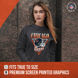 Chicago Bears NFL Womens Retro Triangle Slouchy Crewneck - Heather Charcoal