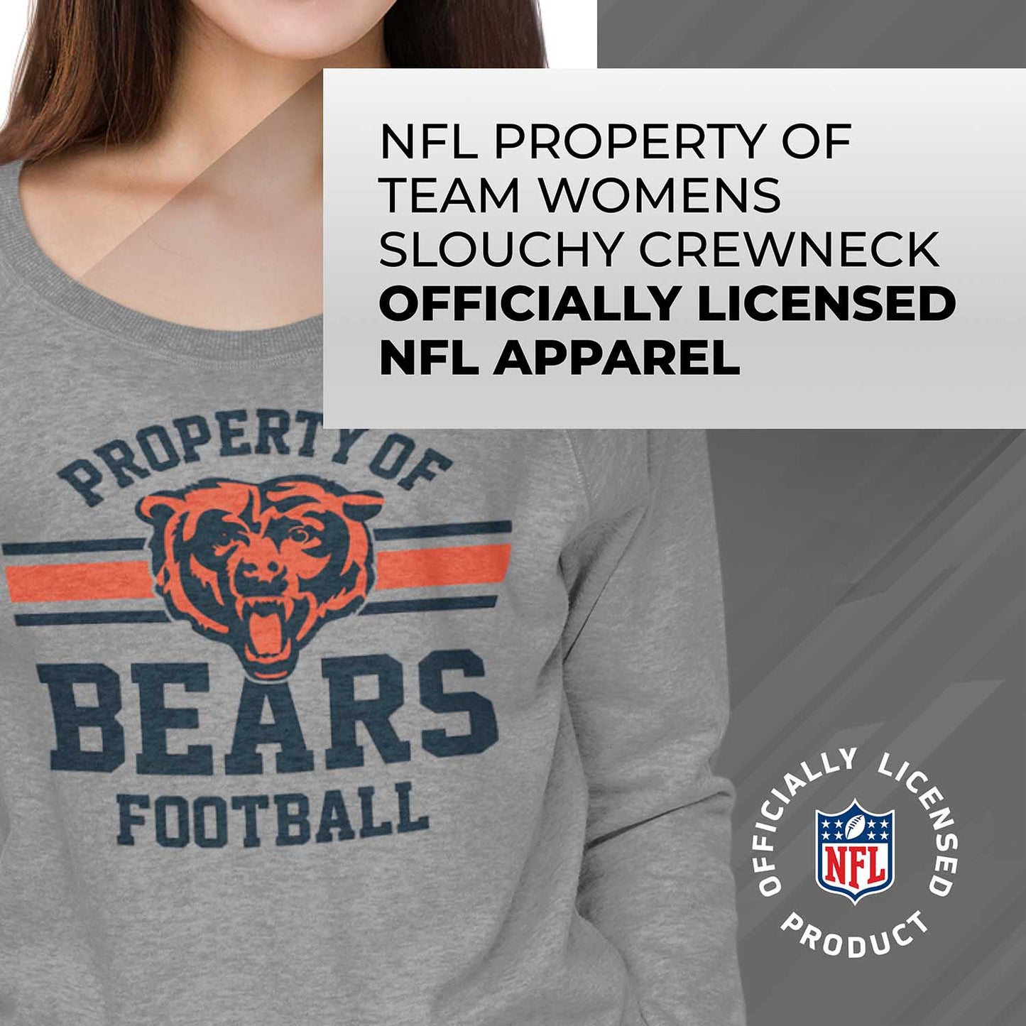 Chicago Bears NFL Womens Plus Size Property of Lightweight Crew Neck - Sport Gray