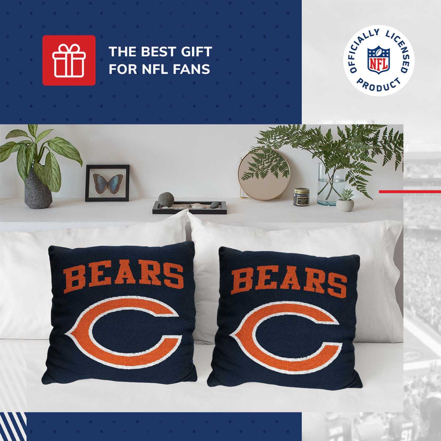Chicago Bears NFL Decorative Football Throw Pillow - Navy