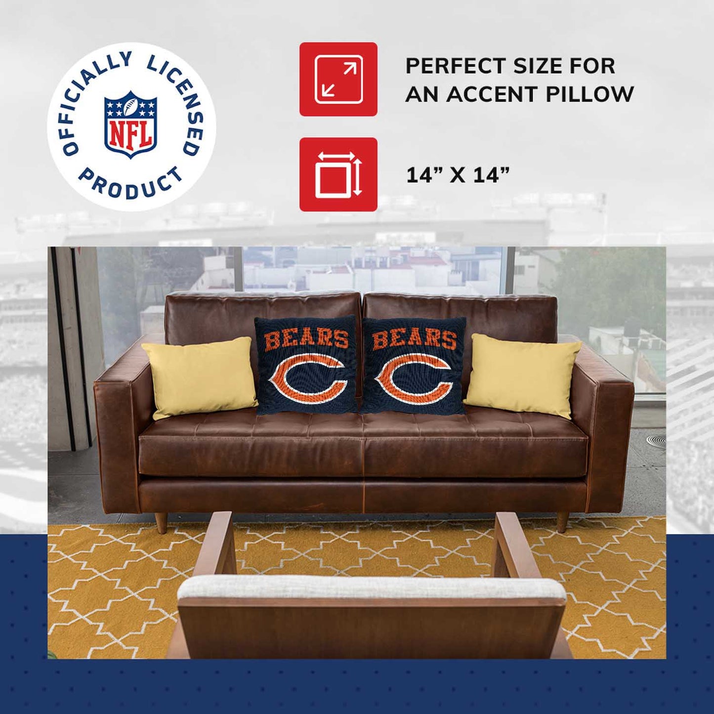 Chicago Bears NFL Decorative Football Throw Pillow - Navy