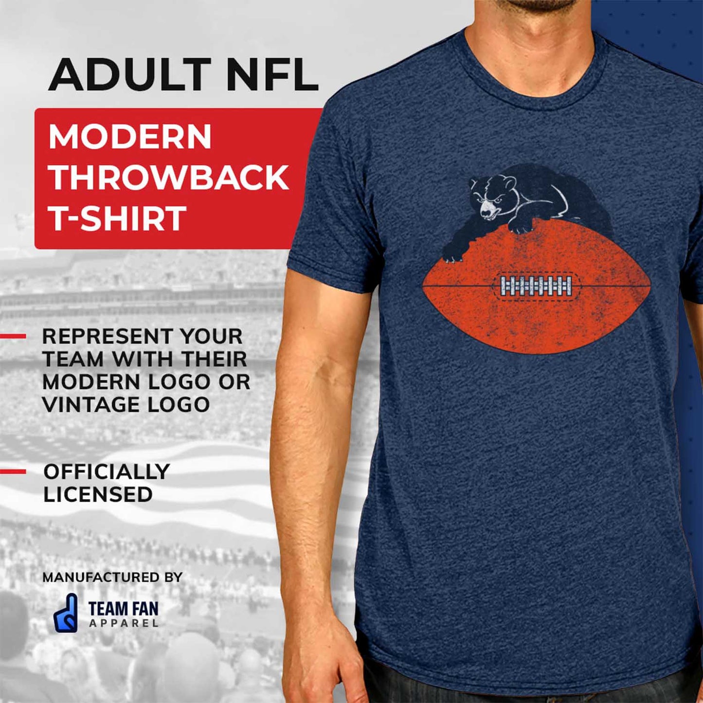 Chicago Bears NFL Modern Throwback T-shirt - Navy