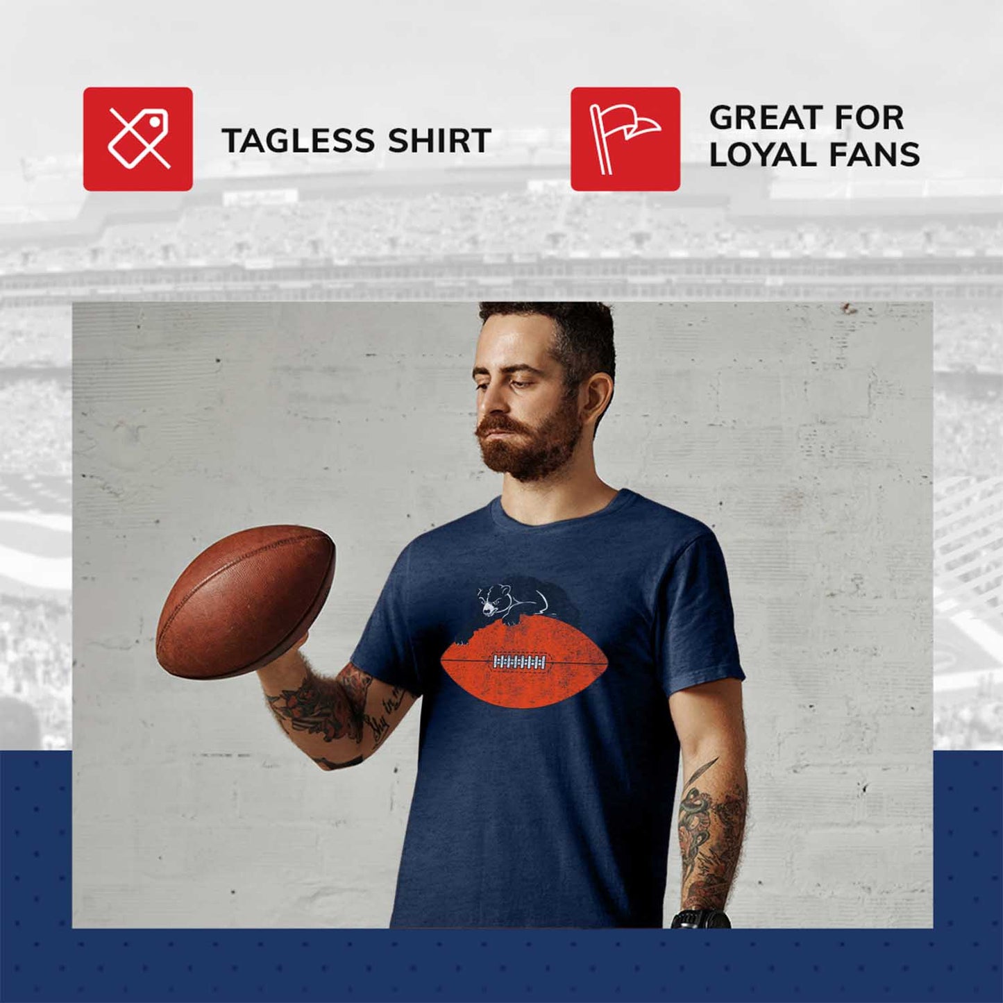 Chicago Bears NFL Modern Throwback T-shirt - Navy