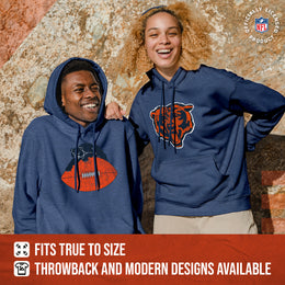 Chicago Bears NFL Adult Unisex Modern Throwback Ultra Soft Fleece Hooded Sweatshirt - Indigo/Navy