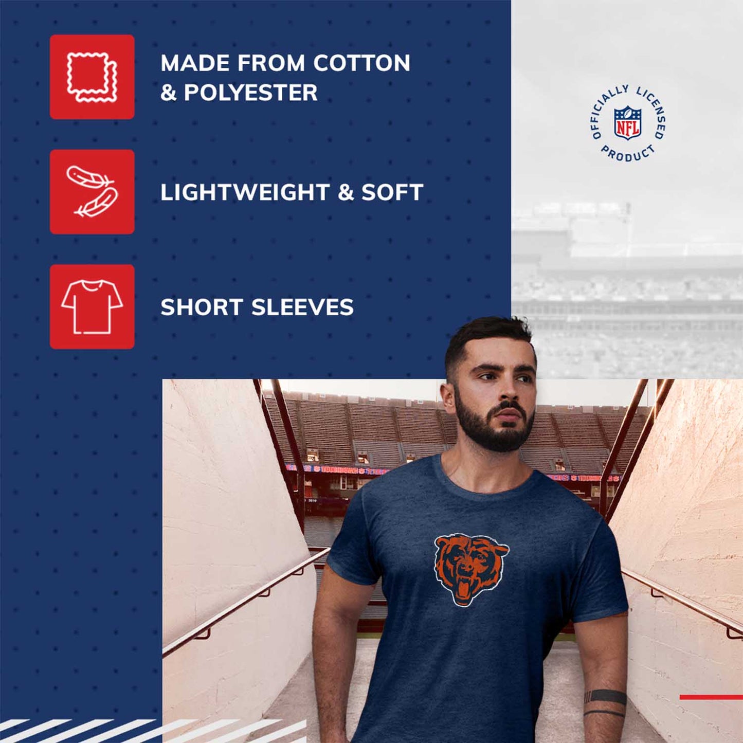 Chicago Bears NFL Modern Throwback T-shirt - Team Color