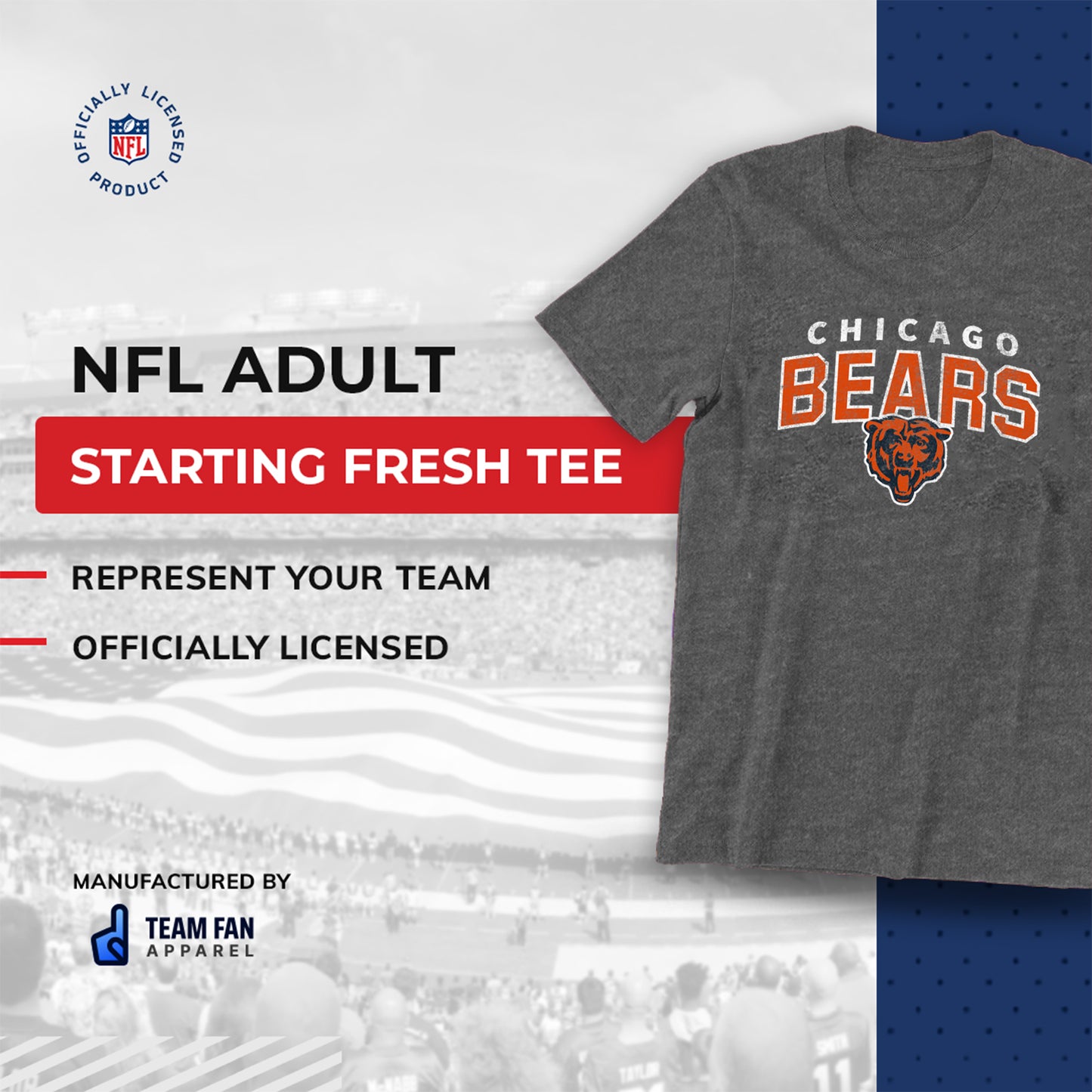 Chicago Bears NFL Starting Fresh Short Sleeve Heather T-Shirt - Sport Gray