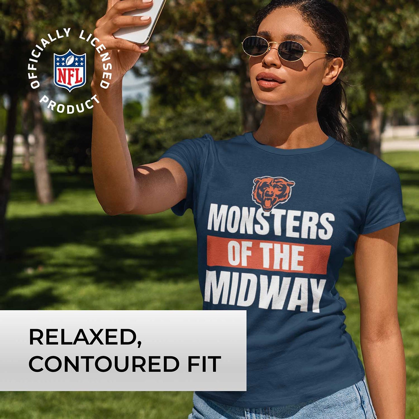Chicago Bears NFL Womens Plus Size Team Slogan Short Sleeve T-Shirt - Navy