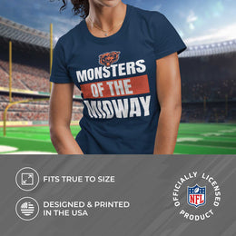 Chicago Bears NFL Womens Plus Size Team Slogan Short Sleeve T-Shirt - Navy