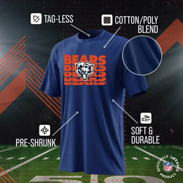 Chicago Bears NFL Youth Repeating Logo Football T-Shirt Unisex Tag Free Comfortable - Navy