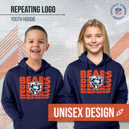 Chicago Bears NFL Youth Repeating Logo Football Fleece Hooded Sweatshirt - Navy