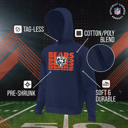 Chicago Bears NFL Youth Repeating Logo Football Fleece Hooded Sweatshirt - Navy