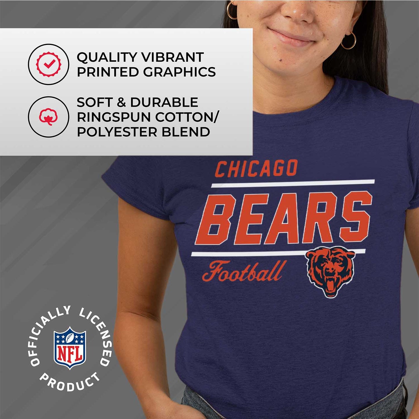 Chicago Bears NFL Womens Plus Size Relaxed Fit T-Shirt - Navy