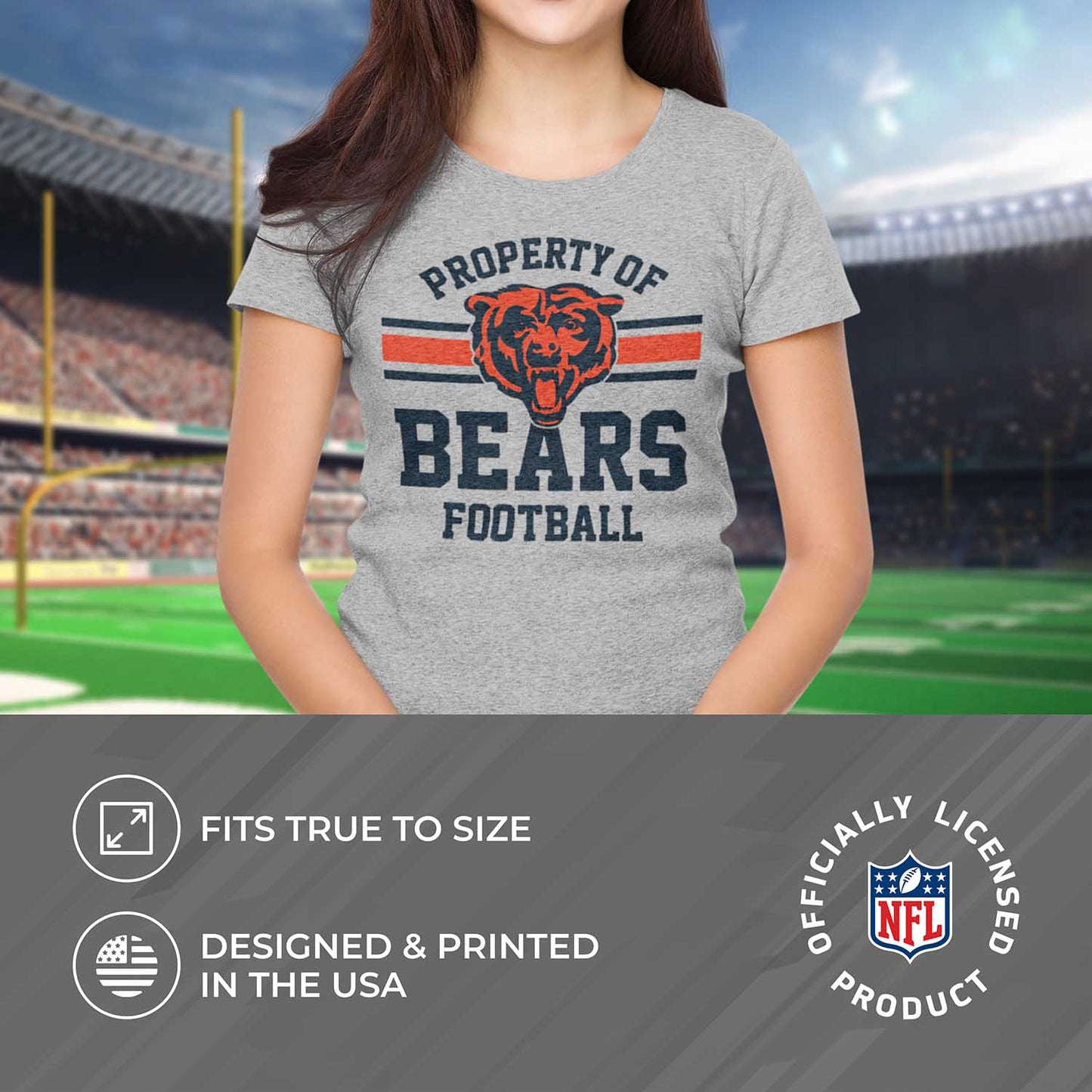 Chicago Bears NFL Womens Short Sleeve Property of Tshirt - Gray