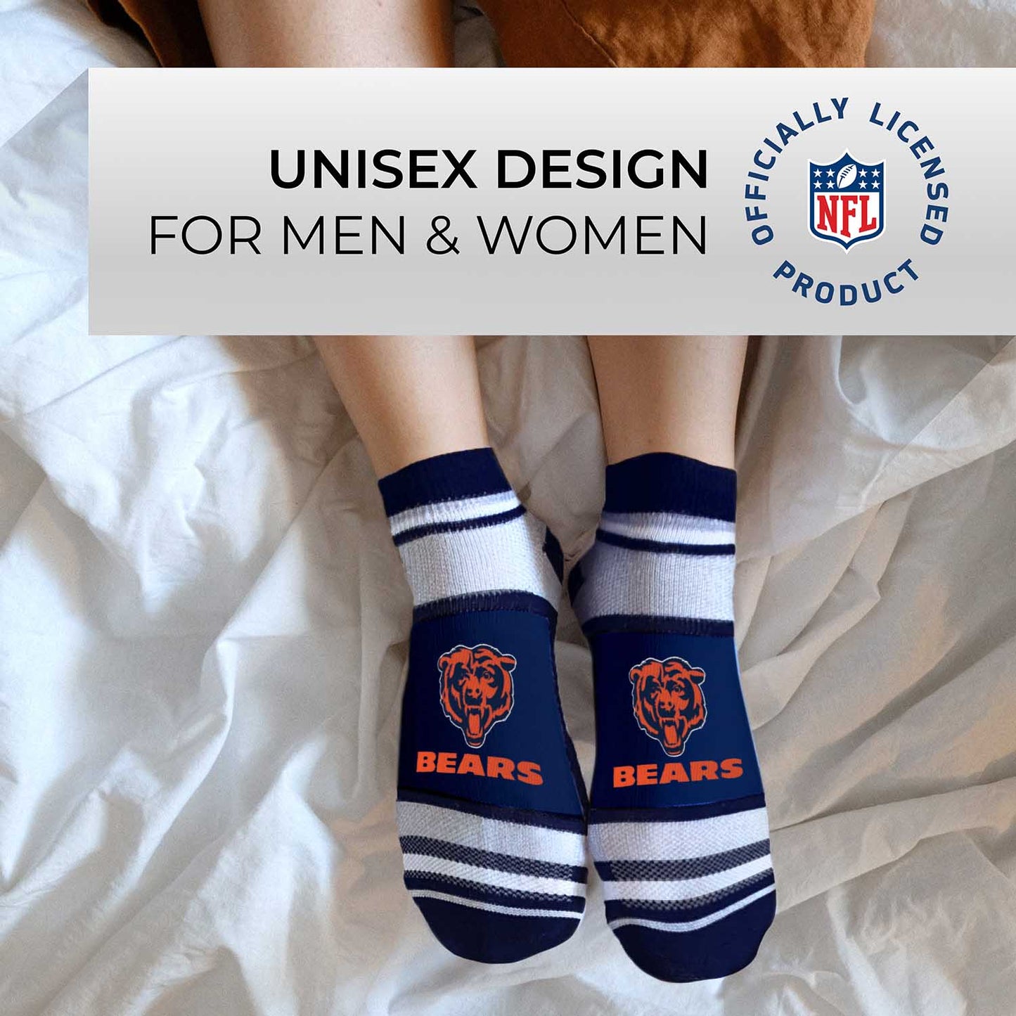 Chicago Bears NFL Adult Marquis Addition No Show Socks - Navy
