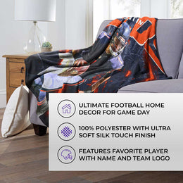 Chicago Bears NFL Hi-Def Justin Fields Silk Blanket - Navy