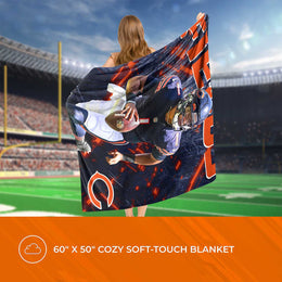 Chicago Bears NFL Hi-Def Justin Fields Silk Blanket - Navy