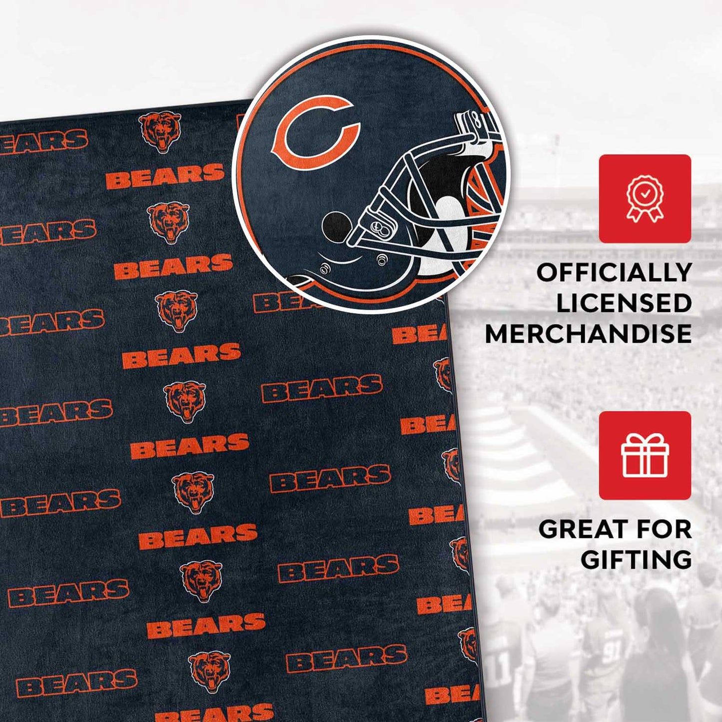 Chicago Bears NFL Double Sided Blanket - Navy