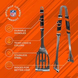 Chicago Bears NFL Two Piece Grilling Tools Set with 2 Magnet Chip Clips - Chrome