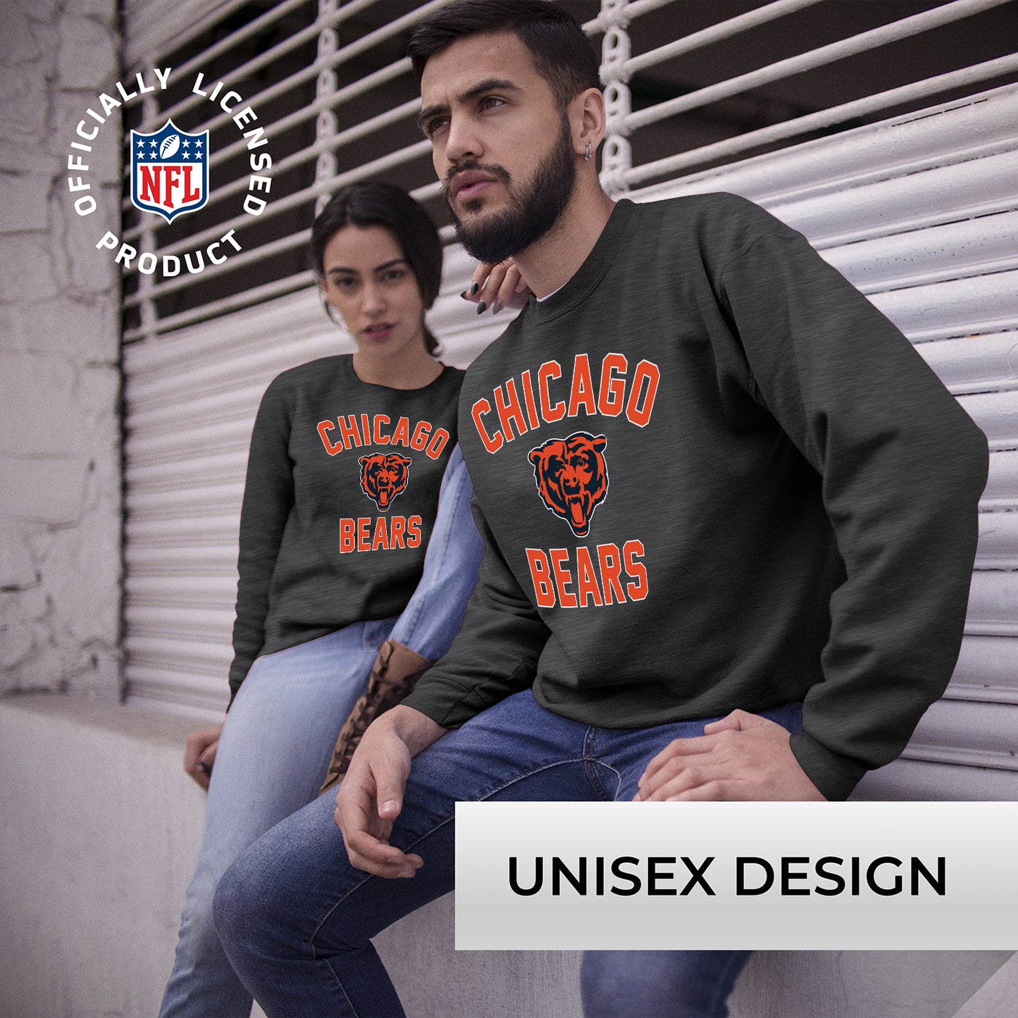 Chicago Bears NFL Adult Gameday Football Crewneck Sweatshirt - Heathered Charcoal