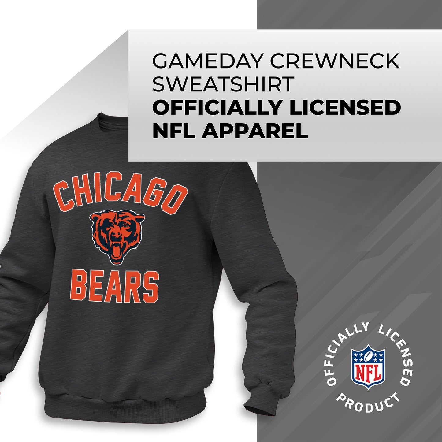 Chicago Bears NFL Adult Gameday Football Crewneck Sweatshirt - Heathered Charcoal