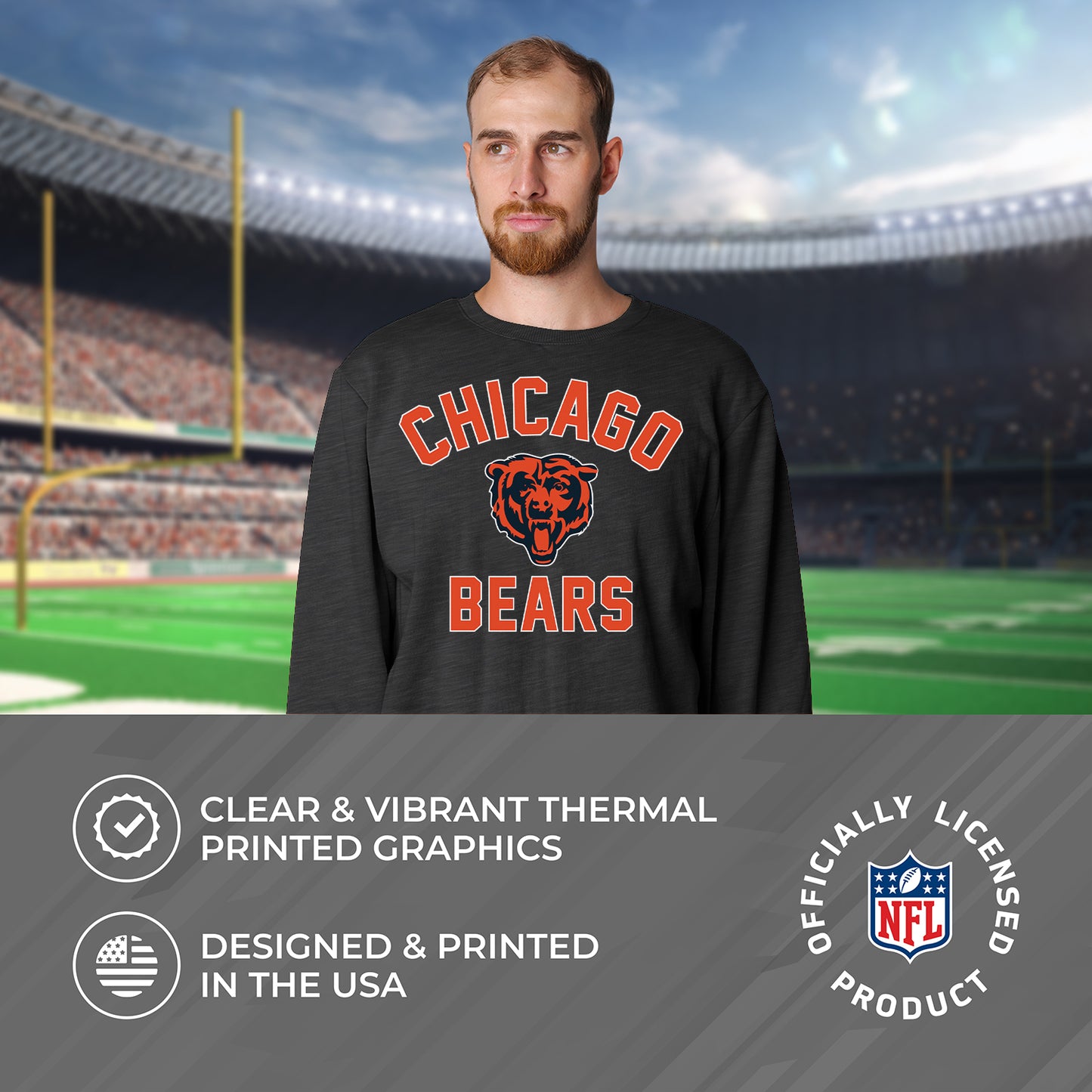 Chicago Bears NFL Adult Gameday Football Crewneck Sweatshirt - Heathered Charcoal