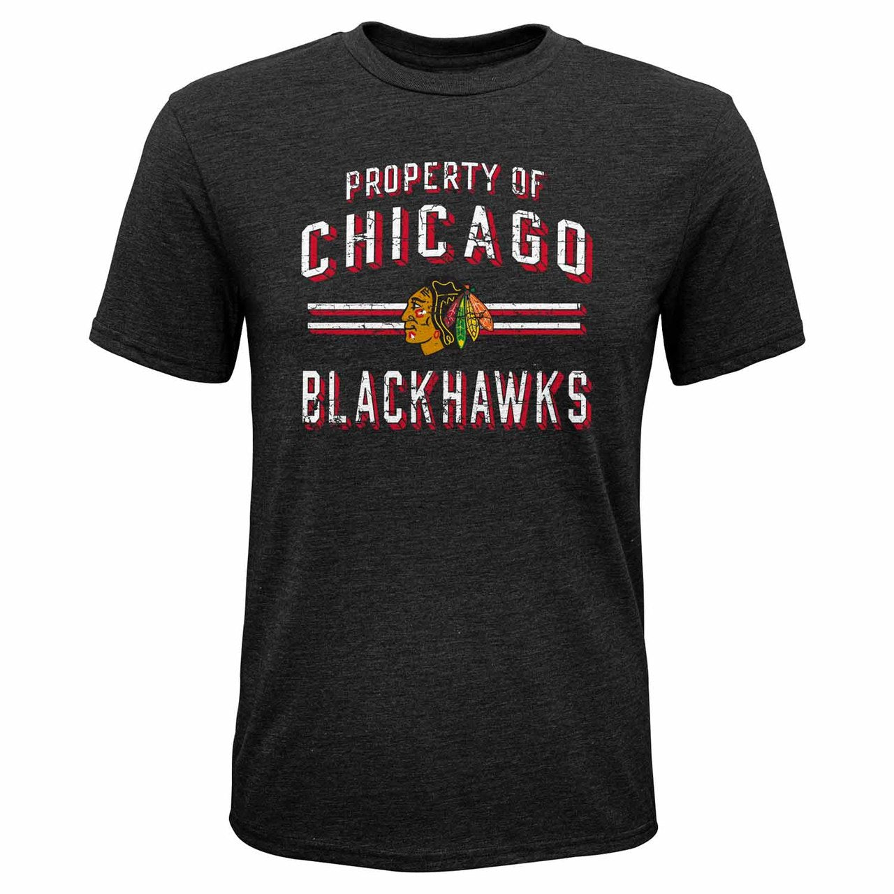 Chicago Blackhawks  Youth NHL Lined Up Triblend T-Shirt - Black