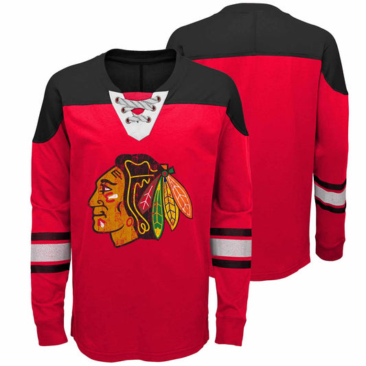 Chicago Blackhawks  Kids NHL Perennial Long Sleeve Lace Up Shirt  - Red