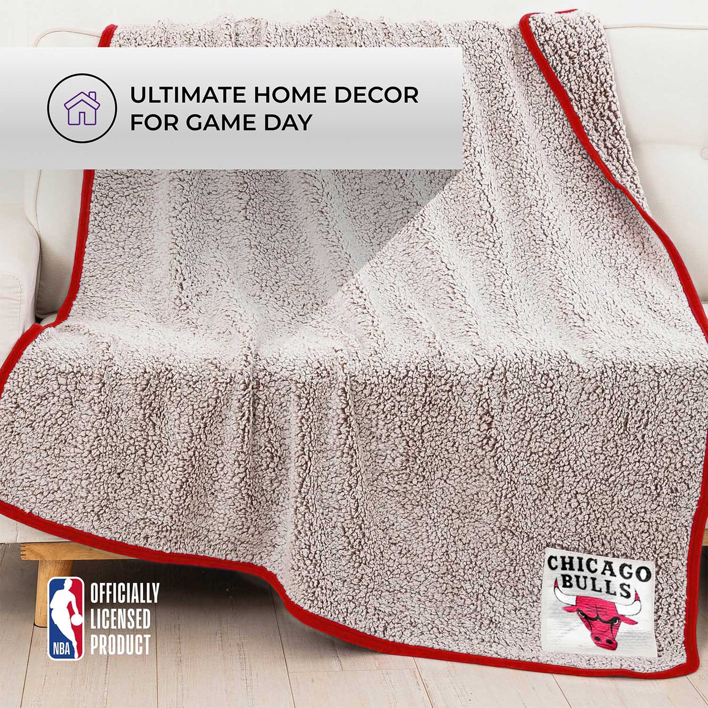 Chicago Bulls NBA Silk Touch Sherpa Throw Blanket - Red