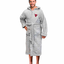 Chicago Bulls NBA Adult Plush Hooded Robe with Pockets - Gray