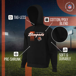 Cincinnati Bengals NFL Adult Unisex Retro Script Ultra Soft Fleece Hooded Sweatshirt - Black