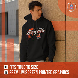 Cincinnati Bengals NFL Adult Unisex Retro Script Ultra Soft Fleece Hooded Sweatshirt - Black