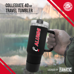 Cincinnati  Bearcats Collegiate 40oz Stainless Steel Travel Tumbler with Handle for Alumni - Black