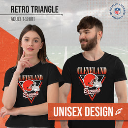 Cleveland Browns NFL Adult Retro Triangle Unisex T-Shirt - Black