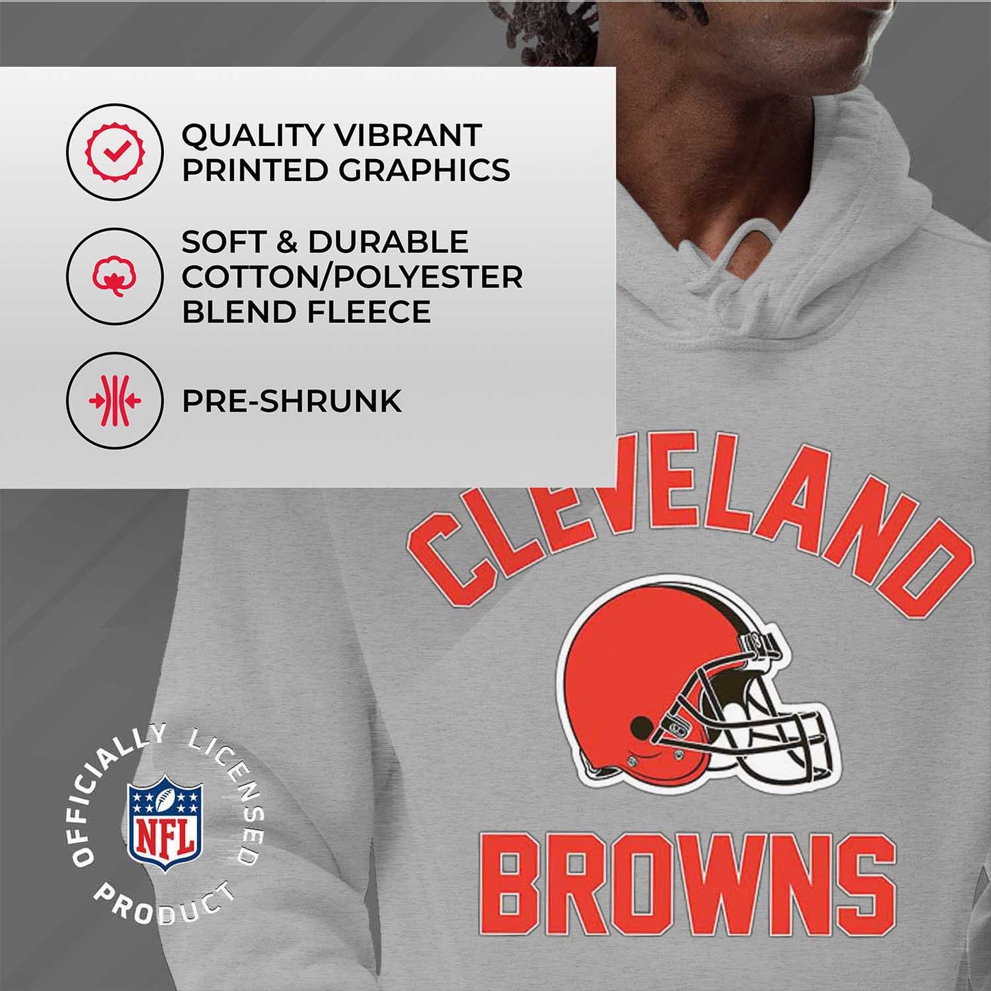 Cleveland Browns NFL Adult Gameday Hooded Sweatshirt - Sport Gray