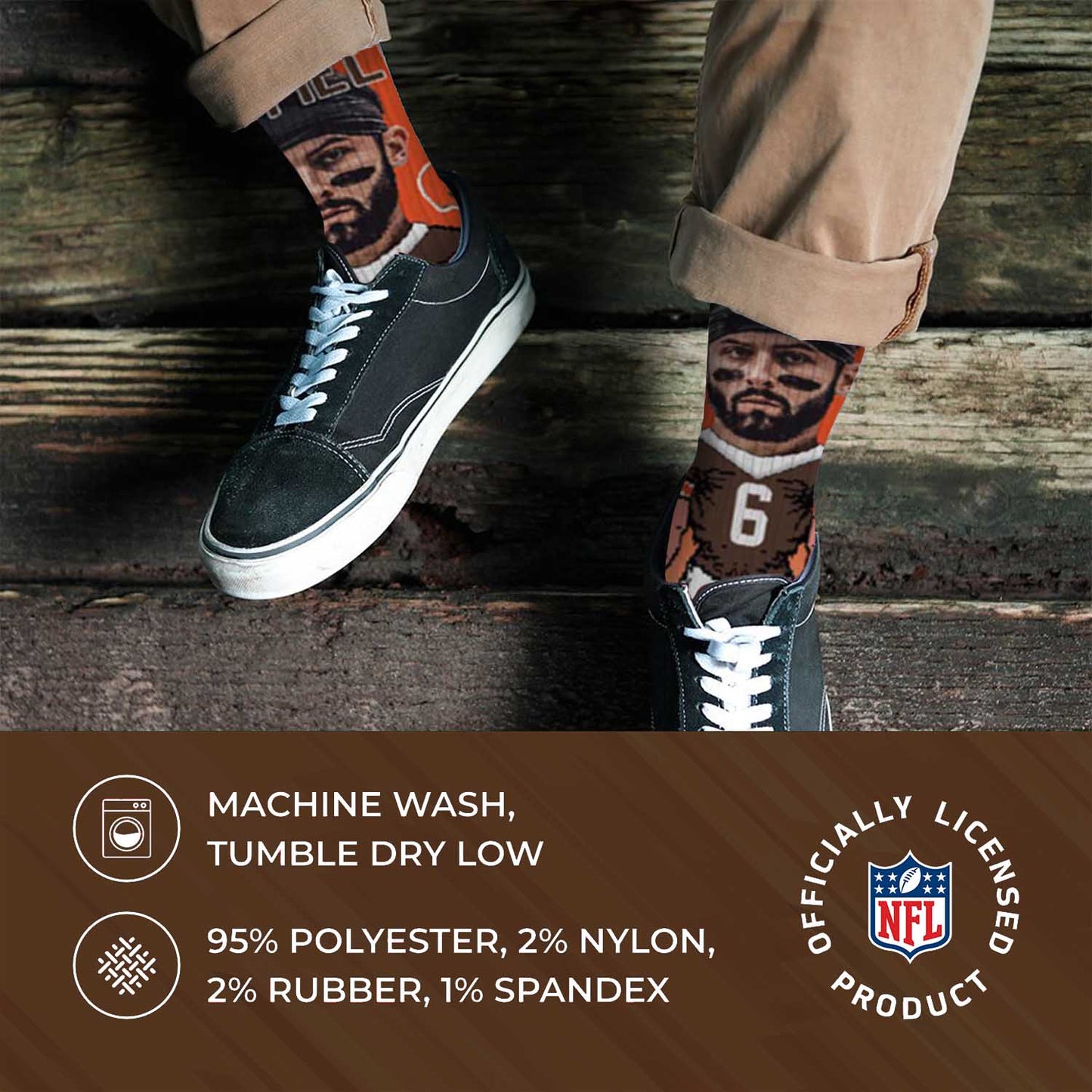 Cleveland Browns FBF NFL Adult V Curve MVP Player Crew Socks - Orange #6