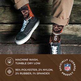 Cleveland Browns FBF NFL Youth V Curve MVP Baker Mayfield Player Crew Socks - Orange #6