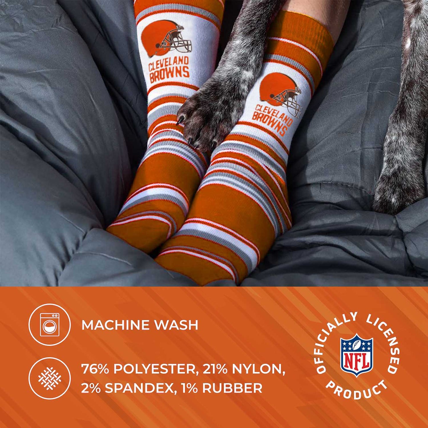 Cleveland Browns NFL Adult Striped Dress Socks - Orange