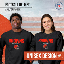 Cleveland Browns Adult NFL Football Helmet Heather Crewneck Sweatshirt - Charcoal