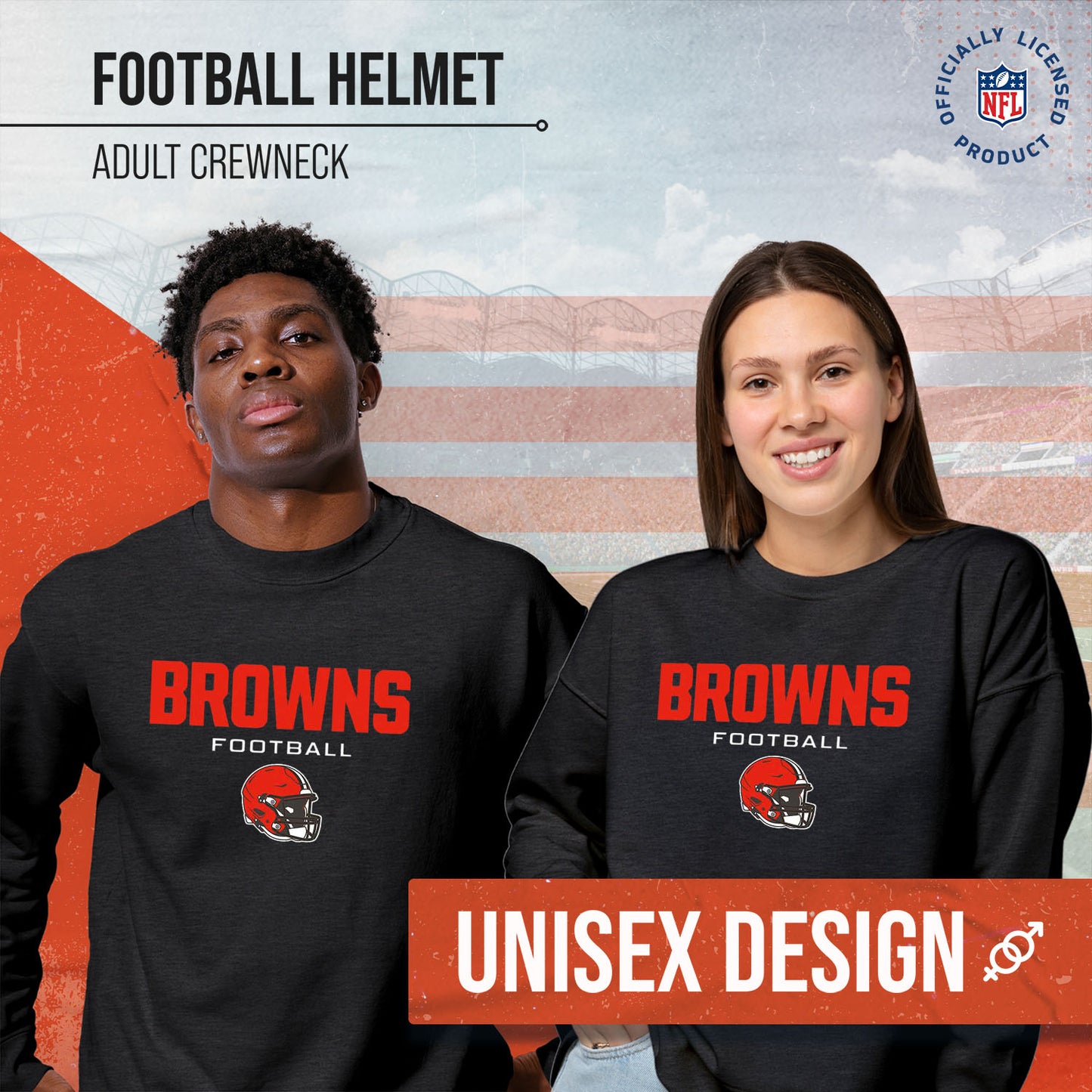 Cleveland Browns Adult NFL Football Helmet Heather Crewneck Sweatshirt - Charcoal