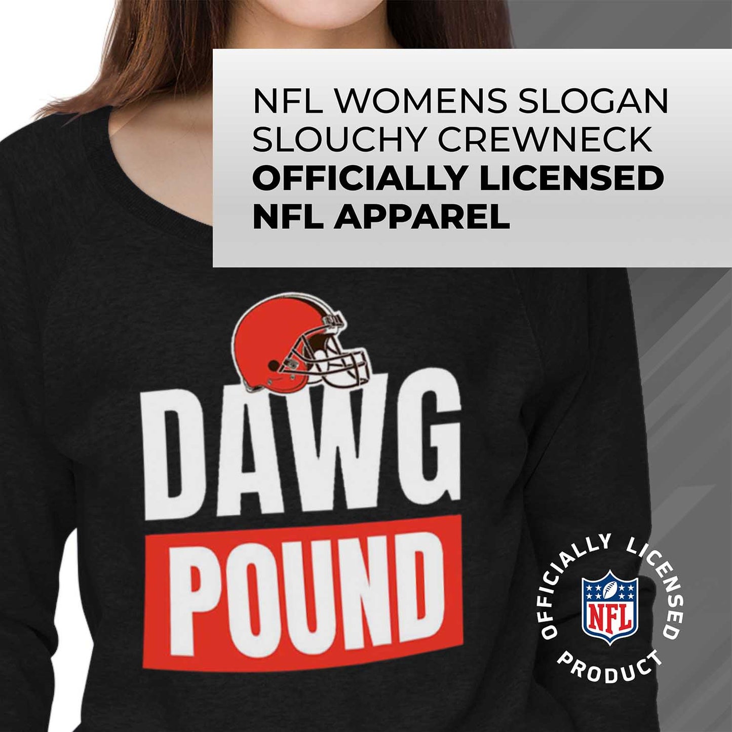 Cleveland Browns NFL Womens Plus Size Team Slogan Crew Neck - Black