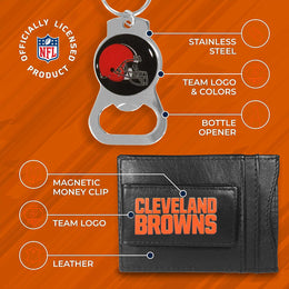 Cleveland Browns NFL Bottle Opener Keychain Bundle - Black