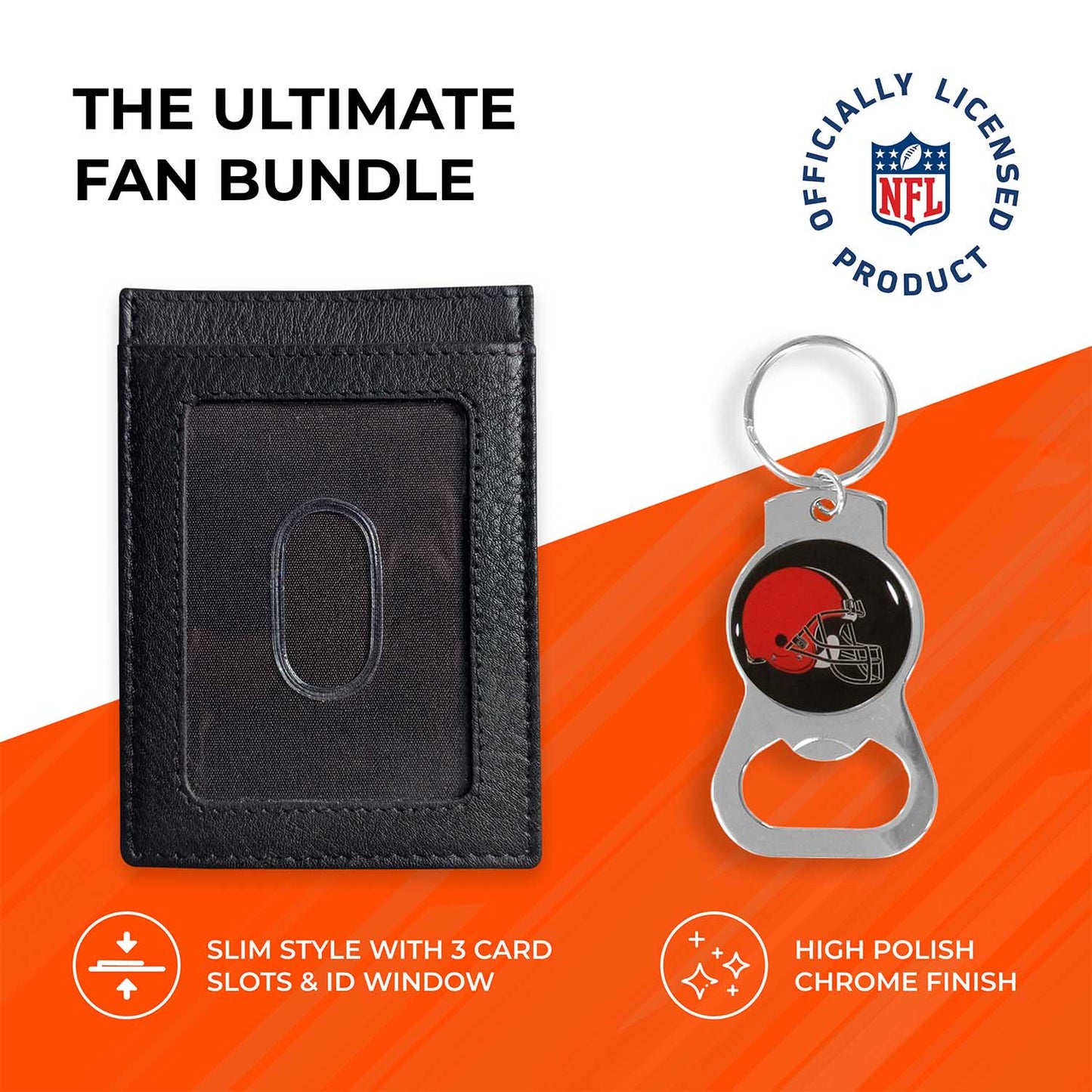 Cleveland Browns NFL Bottle Opener Keychain Bundle - Black