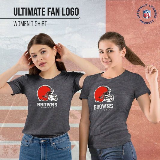 Cleveland Browns Women's NFL Ultimate Fan Logo Short Sleeve T-Shirt - Charcoal