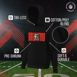 Cleveland Browns NFL Youth Repeating Logo Football Fleece Hooded Sweatshirt - Black