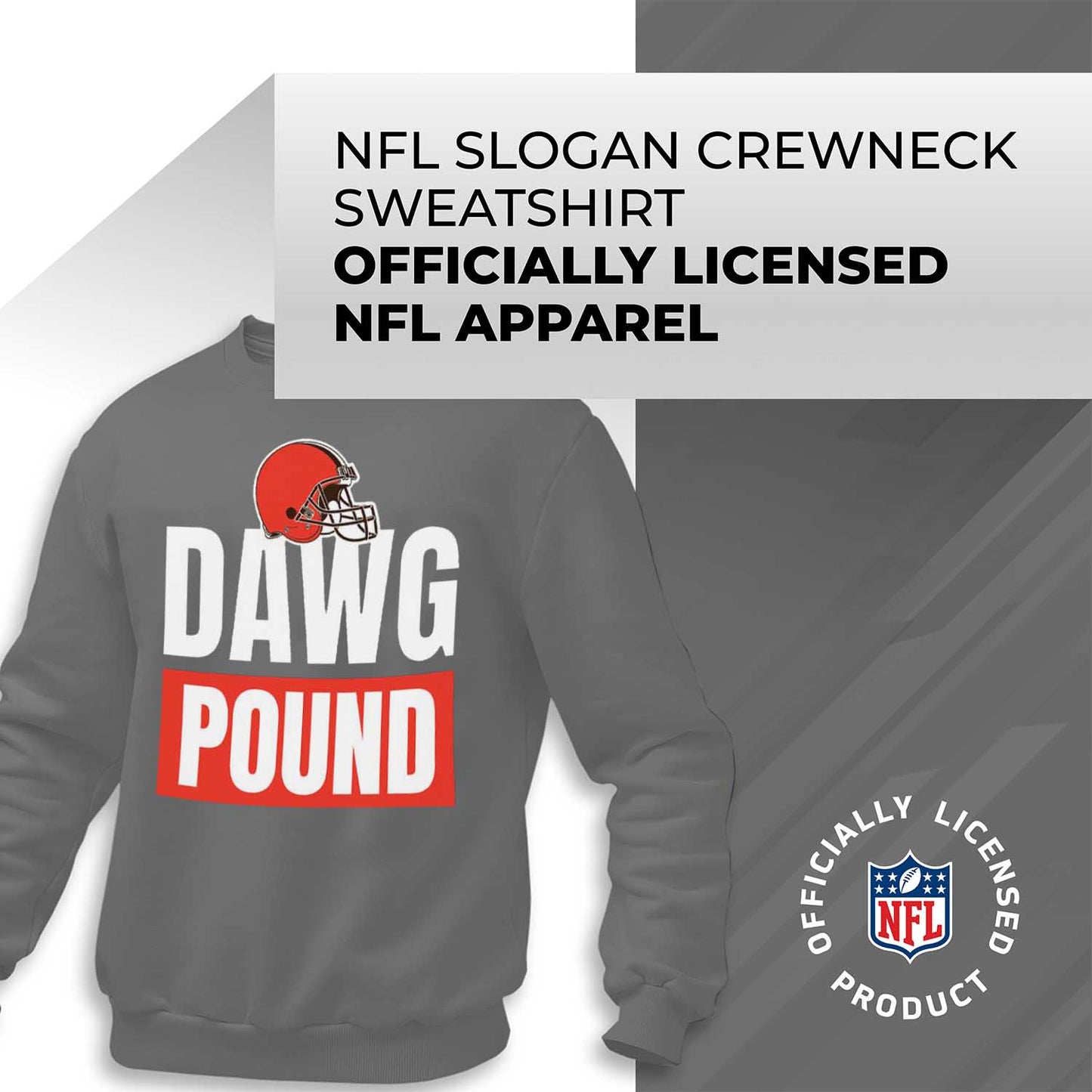 Cleveland Browns NFL Adult Slogan Crewneck Sweatshirt - Sport Gray