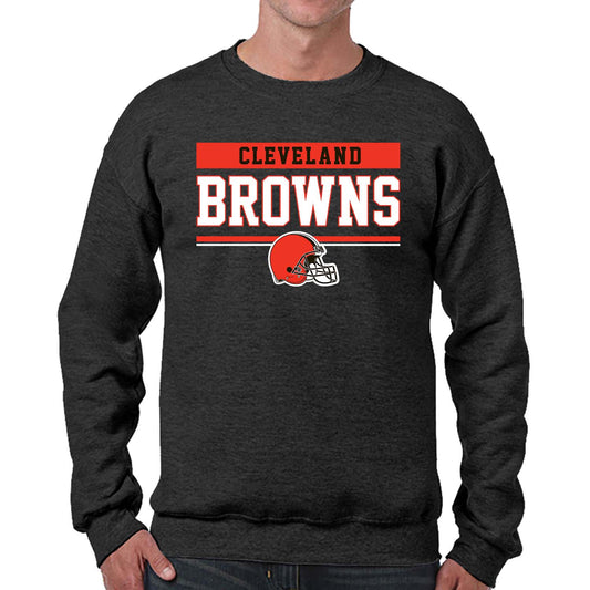 Cleveland Browns NFL Adult Long Sleeve Team Block Charcoal Crewneck Sweatshirt - Charcoal