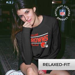 Cleveland Browns NFL Womens Crew Neck Light Weight - Black